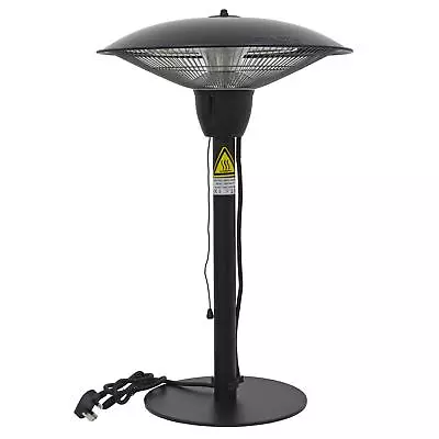 Patio Heater Tabletop Black Steel Electric Pull Switch Halogen Tube IP44 1500w • £29.99