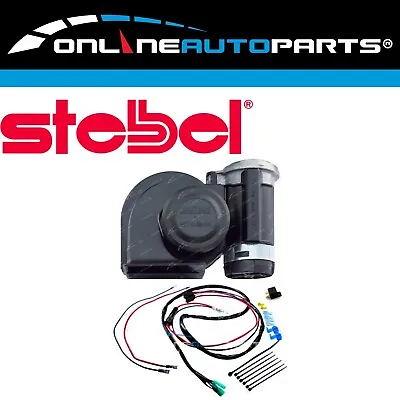 Stebel Nautilus Black Car Air Horn Kit 12 Volt 139dB Incl Plug N Play Wiring Kit • $43.64