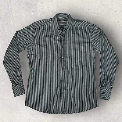 GUCCI Vintage 90s Gray Striped Button Up Dress Shirt Mens Sz M 39 15.5 VTG • $75.65