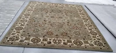 LIT GREEN / BEIGE 7'-6  X 9'-6  Back Stain Rug Reduced Price 1172743195 HG959A-8 • $212