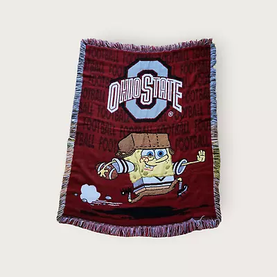  Ohio State Football Spongebob Woven Fringed Throw Blanket 58x44 VTG 2003 *RARE* • $90