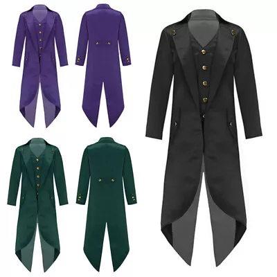 Boys Kids Steampunk Tailcoat Coats Vampire Top Jacket Halloween Cosplay Costumes • $18.18