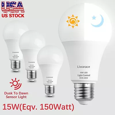 [4Pack] Dusk To Dawn E26 E27 Light Bulbs LED Outdoor Porch Lamps Bulb 15W(150W) • $21.95