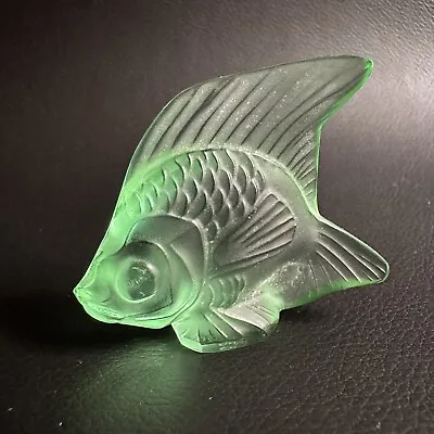 Signed Lalique Mint Green Crystal Art Glass Angel Fish Figurine Made In France • £102.28