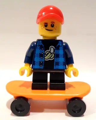 £4.49 • Buy Lego City, Minifigure, Little Boy Skateboarder With Orange Skate Board, New