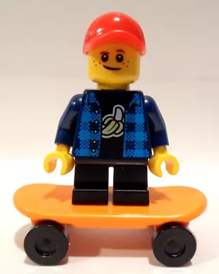 £4.49 • Buy Lego City, Minifigure, Little Boy Skateboarder With Orange Skate Board, New