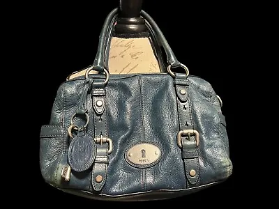 $46.07 • Buy FOSSIL Maddox Satchel Handbag Genuine Leather Caribbean Blue Color 15 X10 X4 