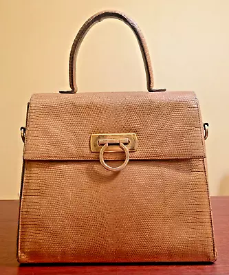 Vintage Salvatore Ferragamo Lizard  Top Gancini Margaux Bag • $799