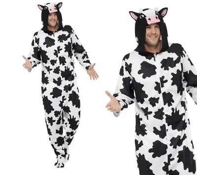 Cow Farm Animal Adults Jumpsuit Cow Fancy Dress Costume • £22.99