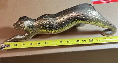 Brass Panther Jaguar Leopard Big Cat Figurine Cast Brass Wildcat 16” Inches VTG • $64.99