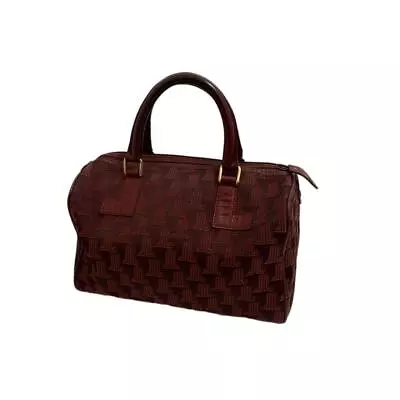 LANVIN PARIS Maid In France Jacquard Boston Bag Woman Vintage Bordeaux • $305.36