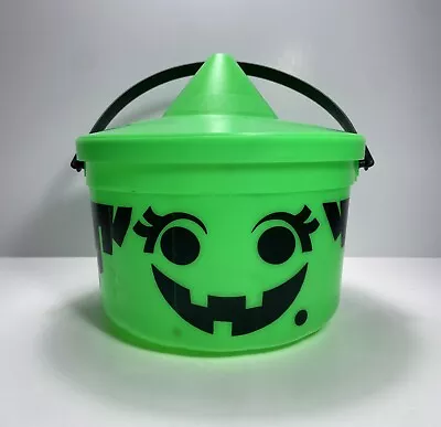 Vintage 1986 McDonalds Halloween Bucket Green Witch Spider Happy Meal Pail W Lid • $14.99