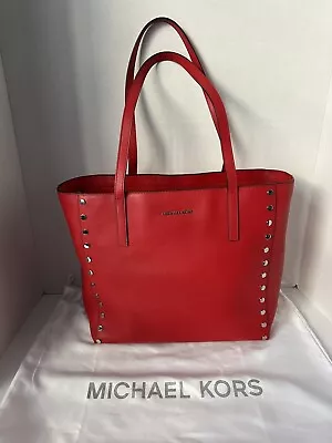 Michael Kors Rivington Stud Tote/bag - Red Leather - Large - *nwt* • $149.99