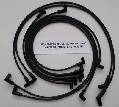 Big Block MOPAR 400-440 1973-1978 W/ HEI CAP BLACK Spiral Core Spark Plug Wires • $53.96