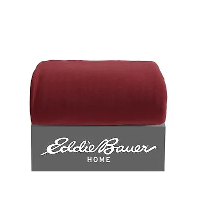 Eddie Bauer Solid Fleece Red Throw Blanket-50X60 • $7.99