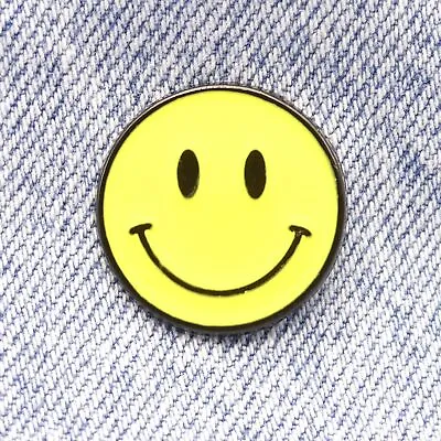 Yellow Smiley Face Emoji Enamel Pin Badge Brooch Metal Fashion Accessory • £3.99