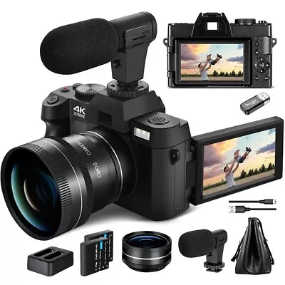 4K Digital Camera 48MP 16X Vlogging Camera YouTube Camcorder W/ Wide Angle Lens • $149.98