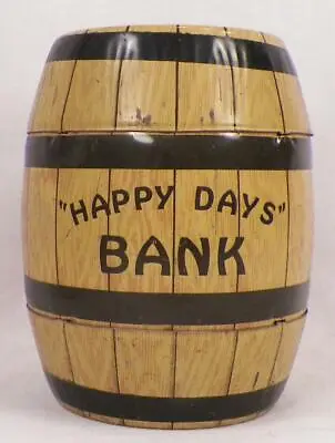 Happy Days Barrel Bank Tin J Chein Vintage Still Lithograph #1 • $14.99