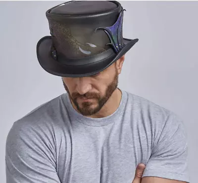 Draco | Mens Festival Steampunk Leather Top Hats • $97.21