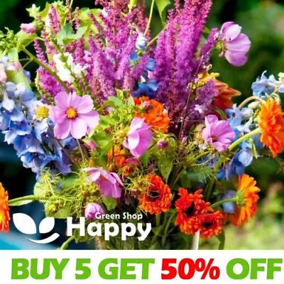 CUT FLOWERS MIX - 1 Gram Of Seeds - Snapdragon Zinnia Larkspur Aster Marigold • £1.99