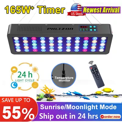 Phlizon Timer 165W Reef LED Aquarium Reef Light For SaltWater Coral Tank LPS/SPS • $99.21