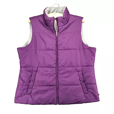 Made For Life Puffer Vest Womens Size L Purple Full Zip Pockets Sleeveless • $15