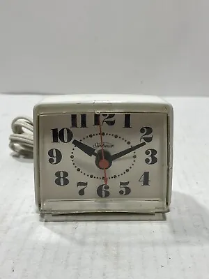 Vintage Sunbeam Electric Clock Petite Alarm No. B001L White 70’s READ • $10.99