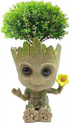 Baby Groot Treeman Flower Pot Action Figure Garden Sculpture Flower Pots With • £12.48