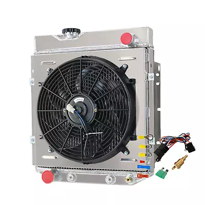 4 Row Radiator+Shroud Fan+Relay For 1965 1966 Ford Mustang 5.0L Conversion V8 • $160.30