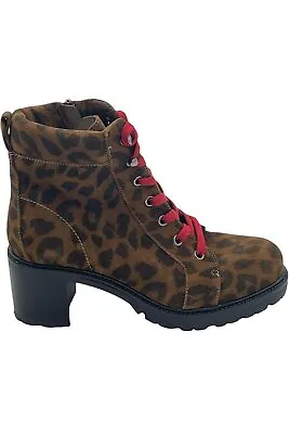 Vince Camuto Leather Lace-Up Ankle Boots Gaviana Leopard • $46.99