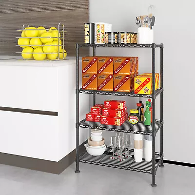 4 Tier Adjustable Steel Wire Shelving Rack For Small Space Corner Metal Storage • $24.99