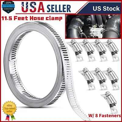 11.5FT Adjustable Large Hose Clamps Worm Gear Stainless Steel Clamp +8 Fasteners • $9.75