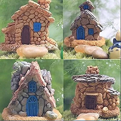 4 Pieces Miniature Fairy Garden Stone House Mini Fairy Cottage House For Garden  • $16.19