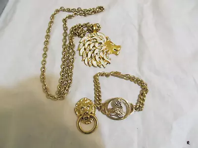 Leo Lion Jewelry Necklace Bracelet Pin From Estate Sale - The Pin Doesnt Have A • $14.99