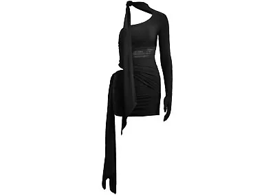 MUGLER X H&M Black Knot Detail One Shoulder Dress With Glove UK Size S • £200