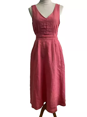 JOIE Linen Pink Sleeveless Fit & Flare Midi Dress Size 6 Pockets • $38