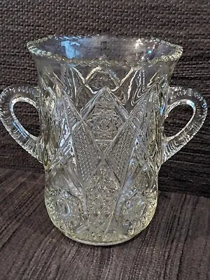 U.S. Glass Co. Clear Handled Celery Vase.  1910 No. 15124 Aka Omnibus By  • $13.49
