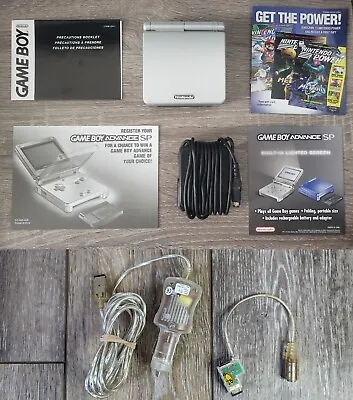 Nintendo Game Boy Advance Platinum GBA SP AGS-001 Platinum Silver In Box • $179.95