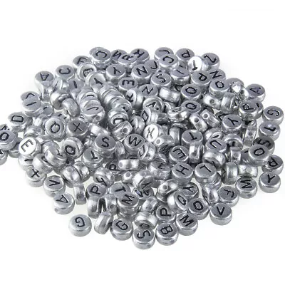 50pcs Round Flat Alphabet Letter Spacer Beads For Jewelry Making Diy Bracelets Y • $0.99