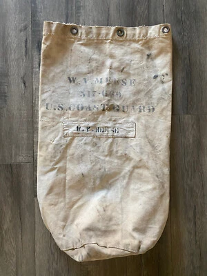 $80 • Buy Vintage USCG Heavy Canvas Duffle Bag Sea Bag Stenciled US Coast Guard