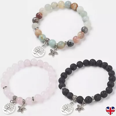 £4.89 • Buy Crystal Gemstone Bracelet Bead 7 Chakra Natural Stone Anxiety Jewellery Gift UK