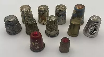 Lot Of 11 X Vintage Metal Thimbles Inc Unusual Examples And Korean Thimbles • $16.41