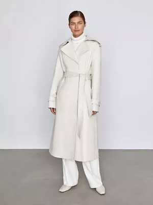 Women's Genuine Leather Long Coat Real Lambskin Stylish White Belted Trench Coat • $111.99