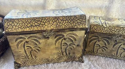 Palm Tree Metal Storage Container Boxes • $10