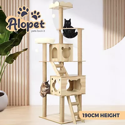 Alopet Cat Tree Scratching Post Scratcher Tower Wood Condo House Bed Large 190CM • $165.90