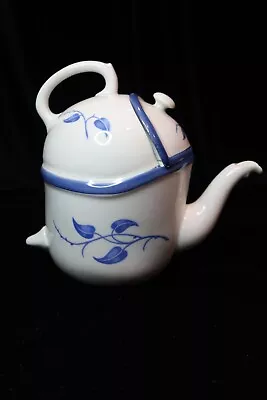 Rosenthal Kropach Germany Unique Brewing Teapot Blue Leaves Toilted 8  Tall Mint • $60