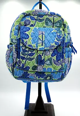 Vera Bradley Quilted Backpack Doodle Daisy Checkpoint Side Zips Floral 13 X11x4  • $29.66