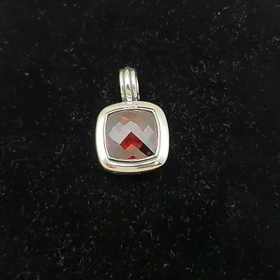 $199 • Buy David Yurman 925 Silver Albion 14mm Garnet Enhancer Pendant 