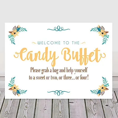 £4.40 • Buy Candy Buffet Sweet Bar Table Sign In Yellow For Weddings And Parties (Y8)
