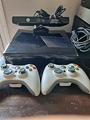 Xbox 360 S Slim Bundle 1439 Console 250GB 2 OEM Controller Power Kinect 360 • $100